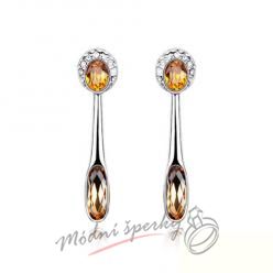 Náušnice Long eclipse gold and copper s krystaly Swarovski Elements