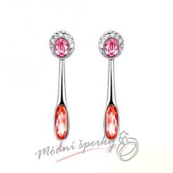 Náušnice Long eclipse red and rose s krystaly Swarovski Elements