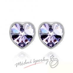 Náušnice Pearl heart tanzanite s krystaly Swarovski Elements