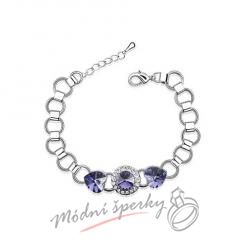 Náramek s krystaly Swarovski Elements Mood tanzanite heart