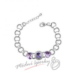 Náramek s krystaly Swarovski Elements Mood light purple heart