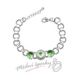 Náramek s krystaly Swarovski Elements Mood peridot heart