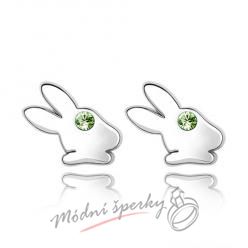 Náušnice Rabbit green s krystaly Swarovski Elements