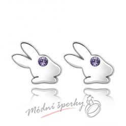 Náušnice Rabbit tanzanite s krystaly Swarovski Elements