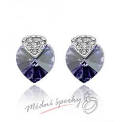 Náušnice Royal heart tanzanite s krystaly Swarovski Elements