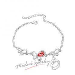 Náramek s krystaly Swarovski Elements motýl red