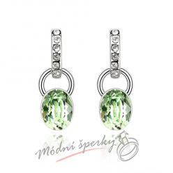 Náušnice Long dot peridot s krystaly Swarovski Elements