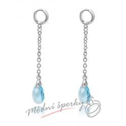 Náušnice Long crystal blue s krystaly Swarovski Elements