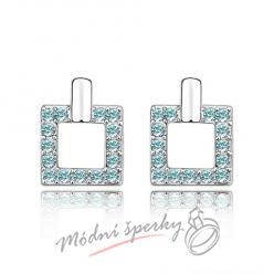 Náušnice Luxury square aquamarine s krystaly Swarovski Elements