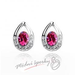 Náušnice Tear shape fuchsia s krystaly Swarovski Elements