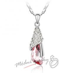 Romantický přívěšek růžový krystal s krystaly SWAROVSKI ELEMENTS