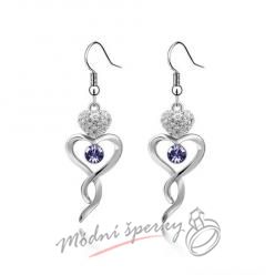 Náušnice Romantic tanzanite s krystaly Swarovski Elements