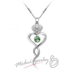 Elegantní náhrdelník zelený kamínek s krystaly SWAROVSKI ELEMENTS