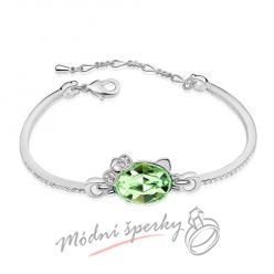 Náramek s krystaly Swarovski Elements kočičí hlava peridot