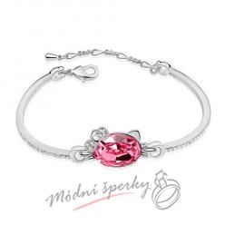 Náramek s krystaly Swarovski Elements kočičí hlava rose