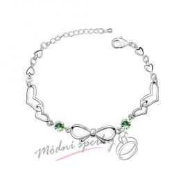 Náramek s krystaly Swarovski Elements mašle peridot