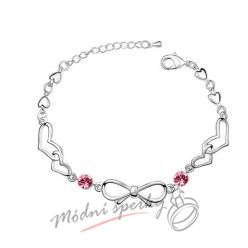 Náramek s krystaly Swarovski Elements mašle rose