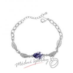 Náramek s krystaly Swarovski Elements leafs tanzanite