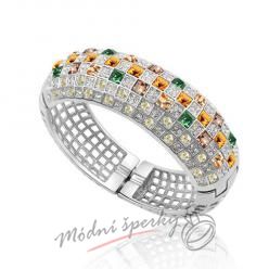 Náramek s krystaly Swarovski Elements giant gold & green