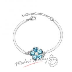 Náramek s krystaly Swarovski Elements květina aquamarine 