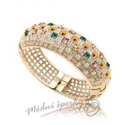 Náramek s krystaly Swarovski Elements giant gold & green - gold