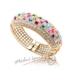 Náramek s krystaly Swarovski Elements giant multicolor - gold