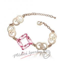 Náramek s krystaly Swarovski Elements gold symbol - rose