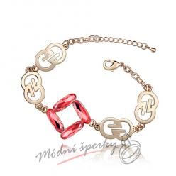 Náramek s krystaly Swarovski Elements gold symbol - red