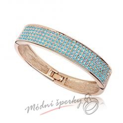 Náramek s krystaly Swarovski Elements gold strong - aquamarine