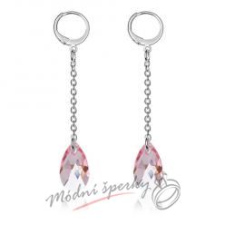 Náušnice long pink s krystaly SWAROVSKI ELEMENTS