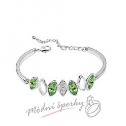 Náramek s krystaly Swarovski Elements lístky peridot