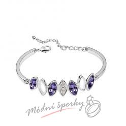 Náramek s krystaly Swarovski Elements lístky tanzanite