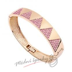 Náramek s krystaly Swarovski Elements Triangle - pink - gold