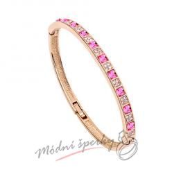 Náramek s krystaly Swarovski Elements Gold squares - pink