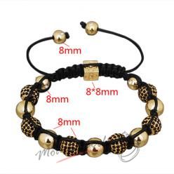 Shamballa náramek zlatý s černými krystalky