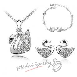 Set small swan s krystaly SWAROVSKI ELEMENTS