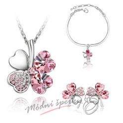 Set čtyřlítek růžový s krystaly SWAROVSKI ELEMENTS